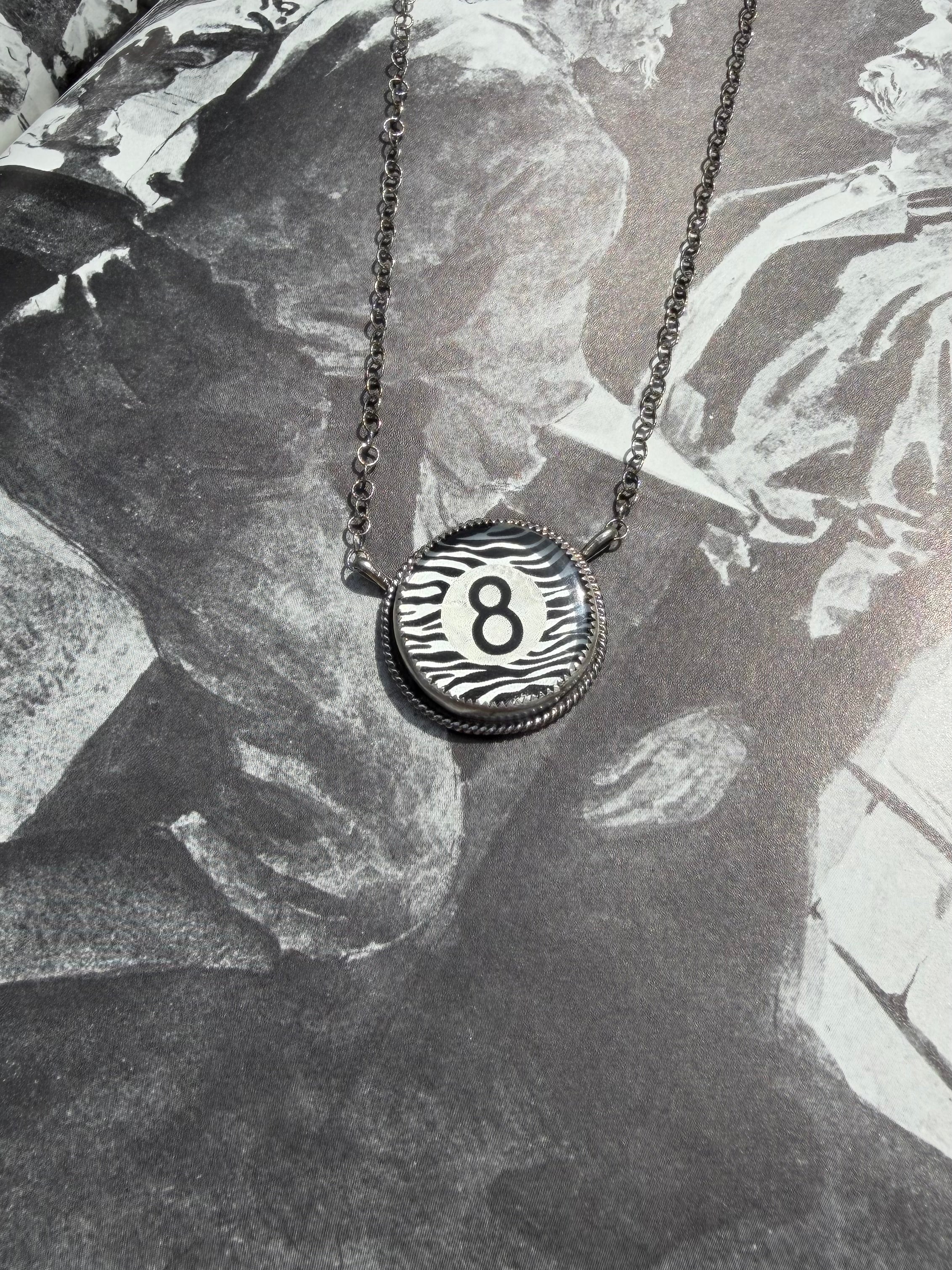 Zebra 8ball Necklace