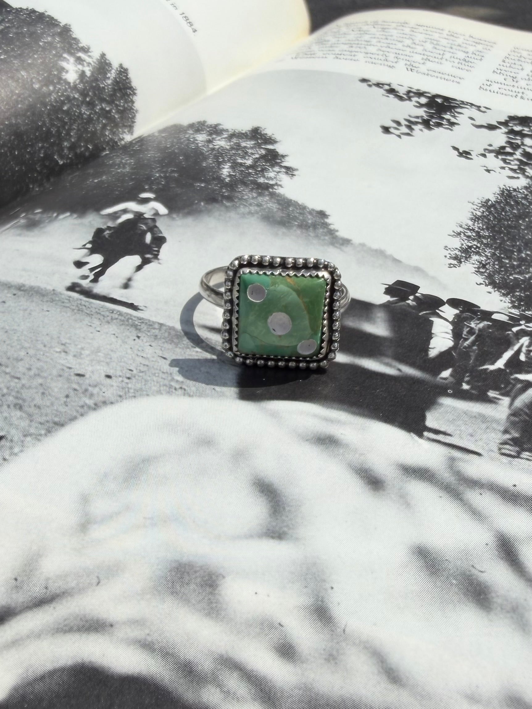 Turquoise Dice Ring Size 11