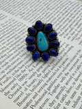 Lapis Turquoise Statement Ring Size 8.75
