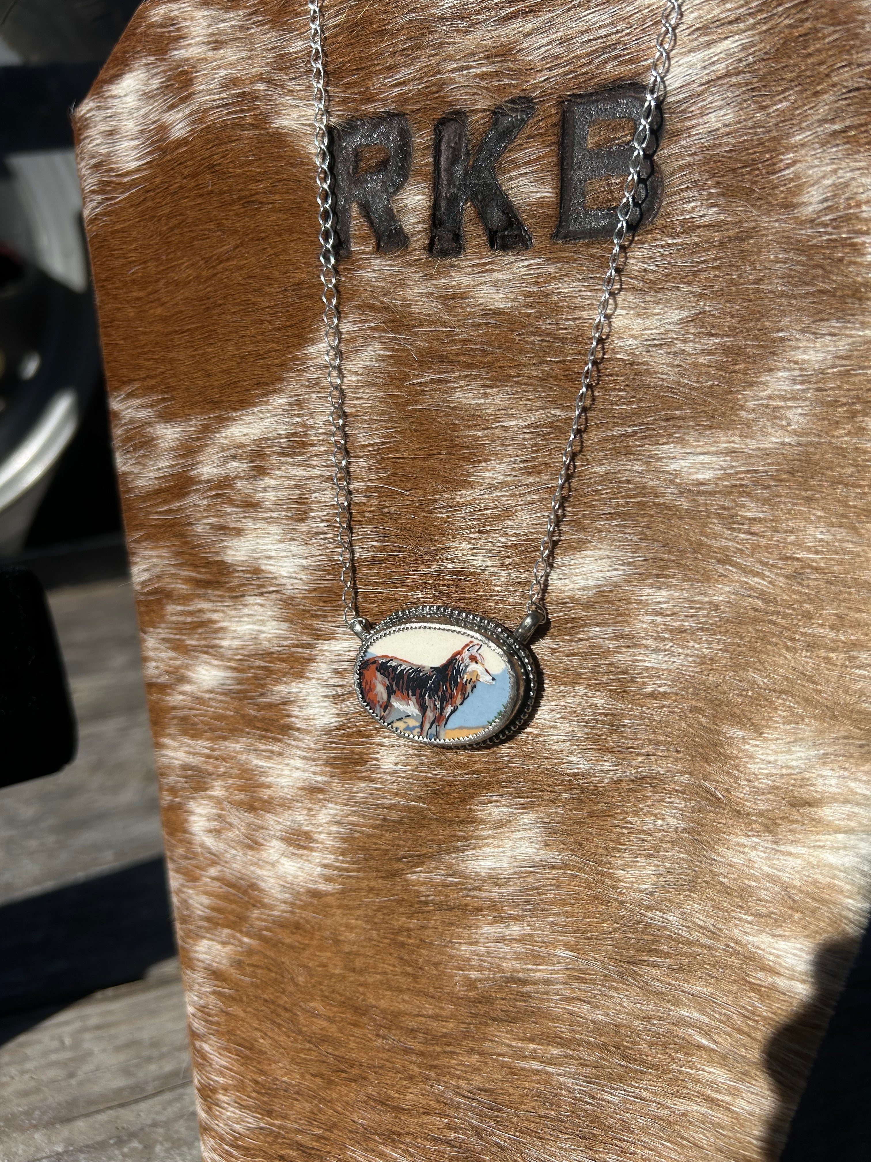 Wolf Ceramic Necklace