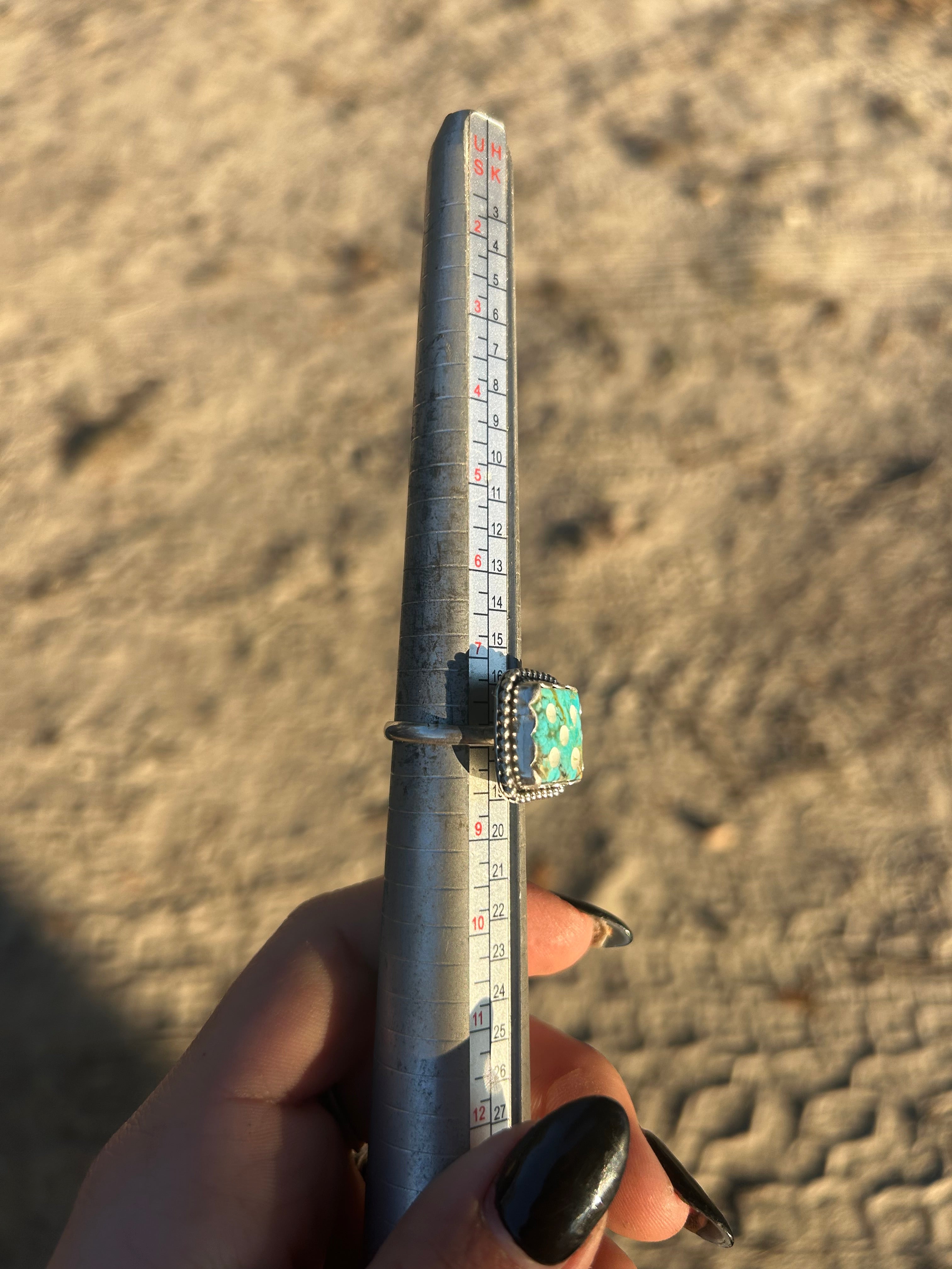 Sonoran Turquoise Dice Ring Size 8