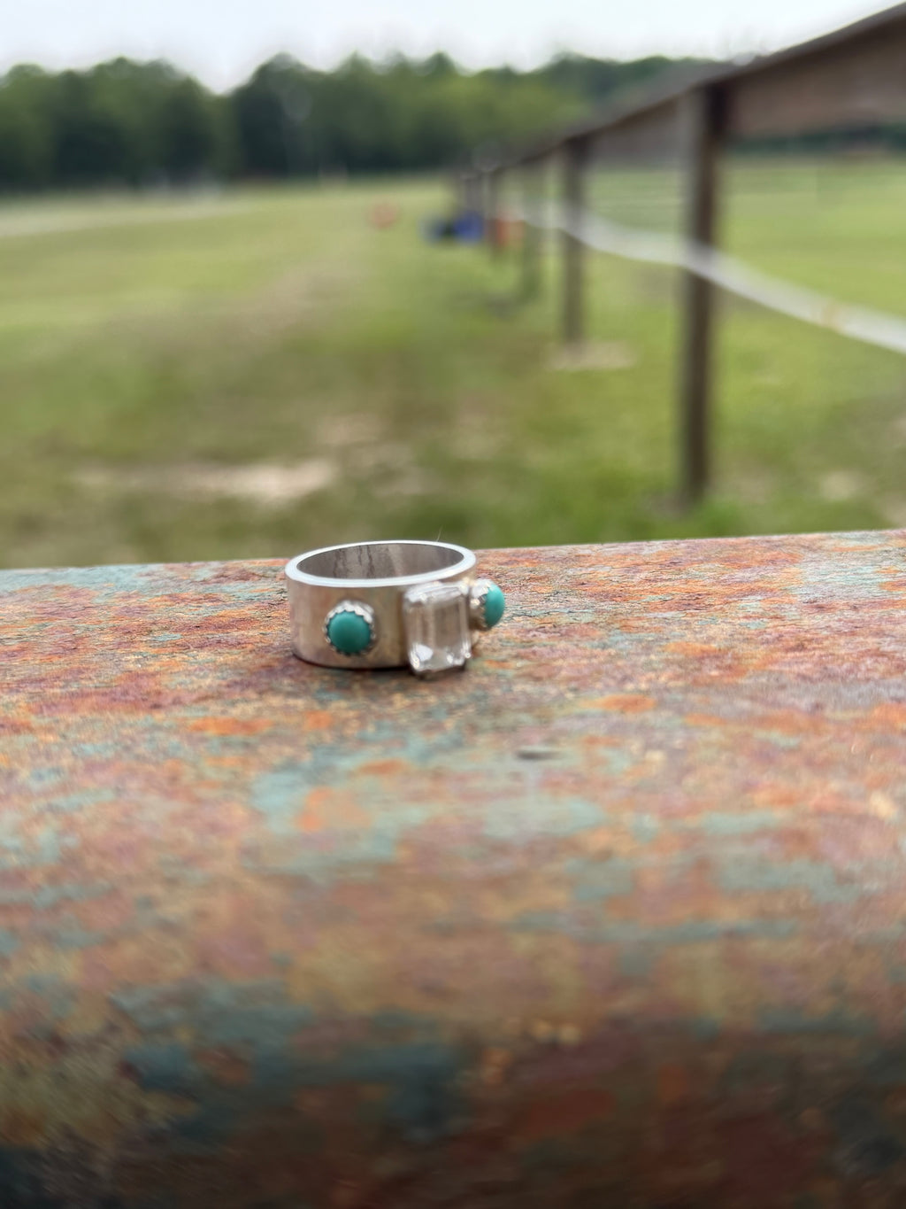 Size 7.75 Emerald Cut Wide Band