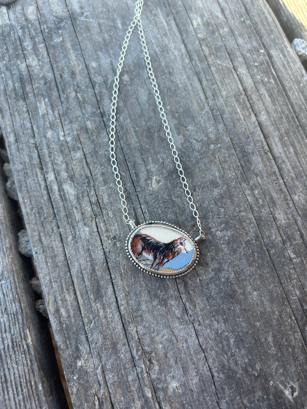 Wolf Ceramic Necklace