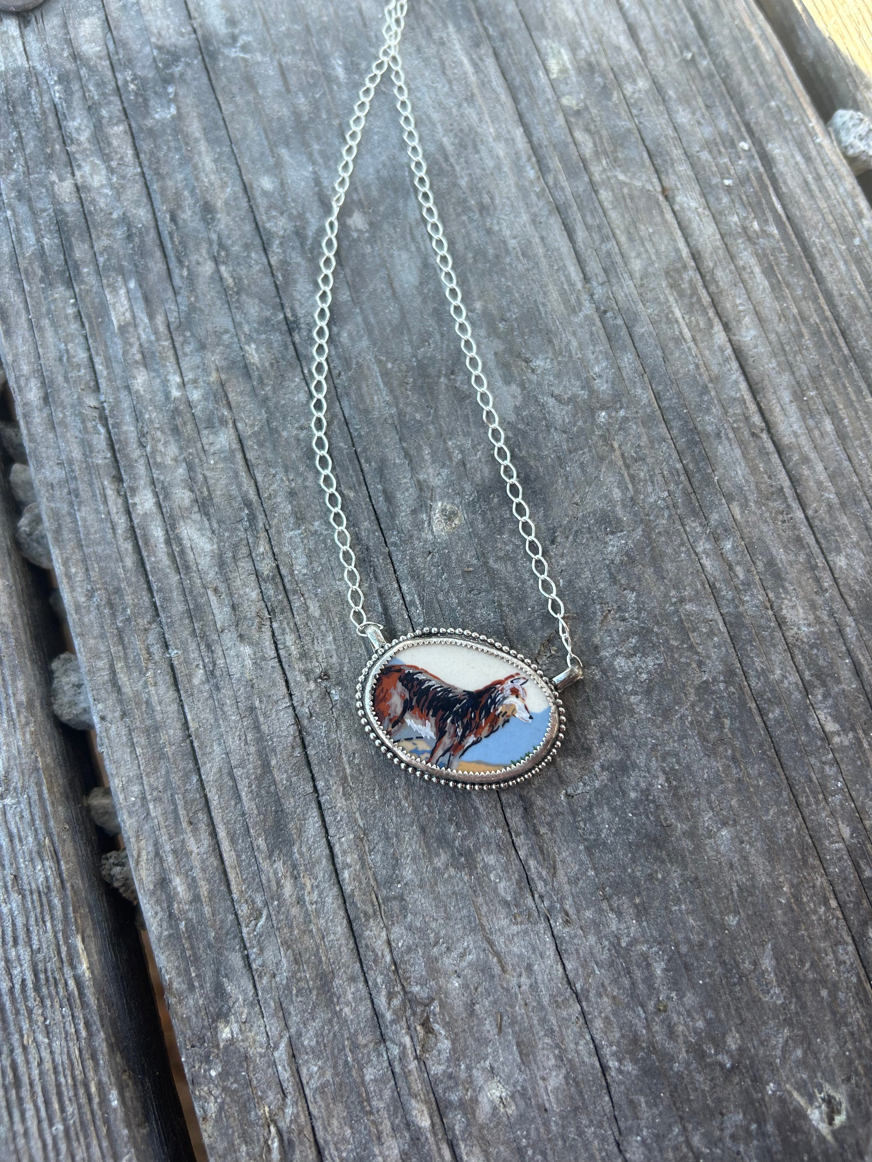 Wolf Ceramic Necklace