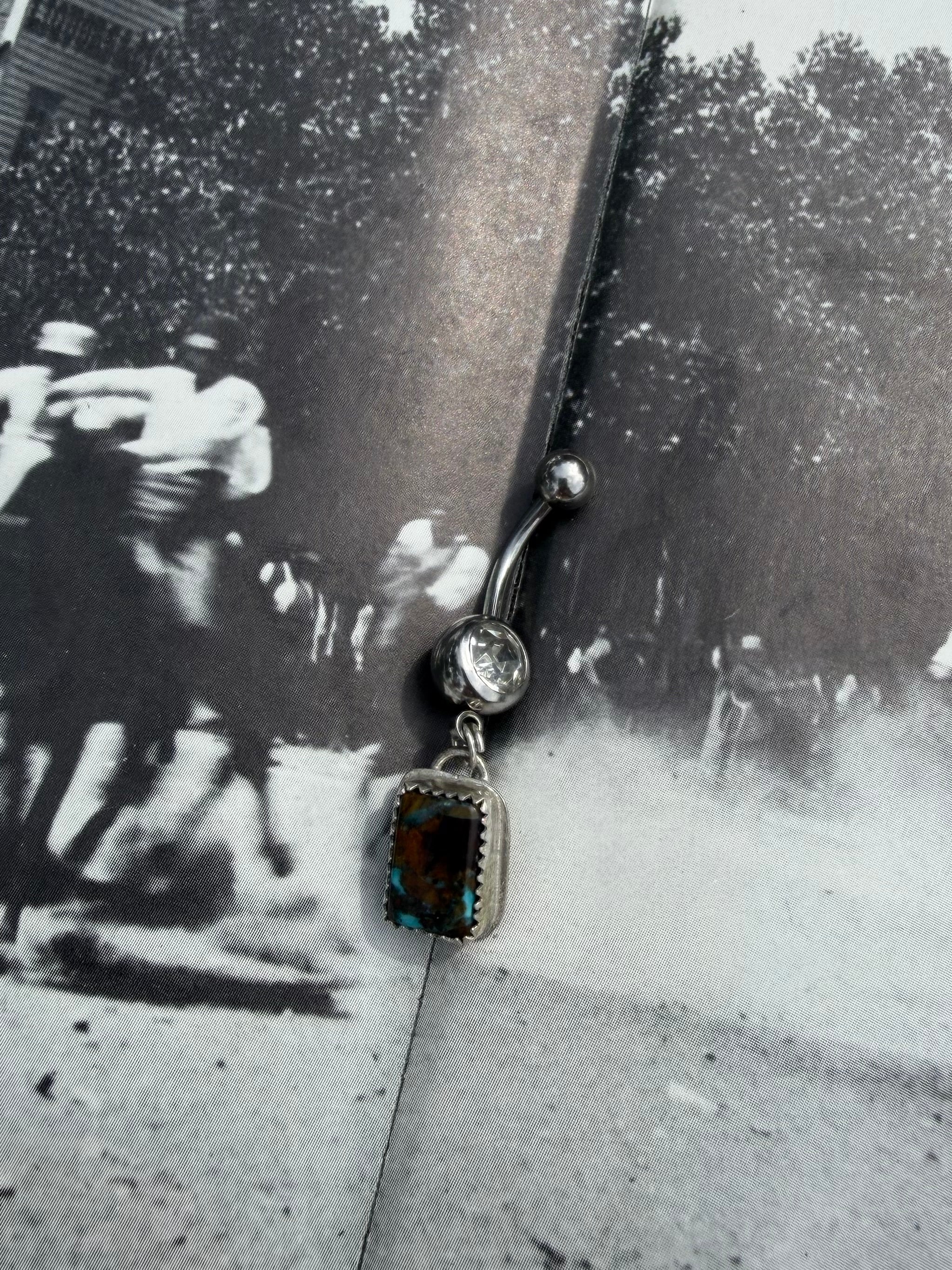 Blue Diamond Turquoise Belly Ring 1