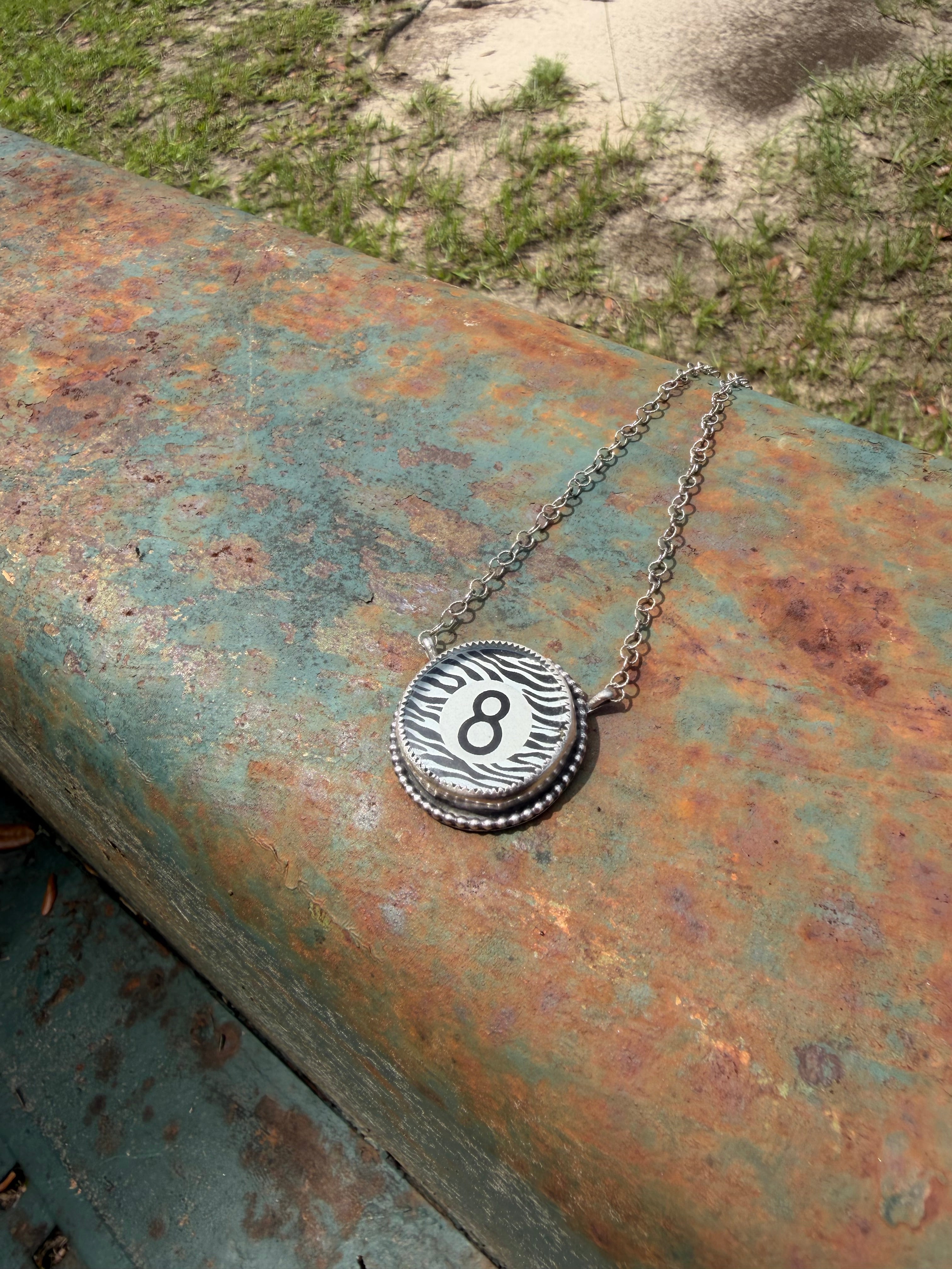 Zebra 8 Ball Necklace