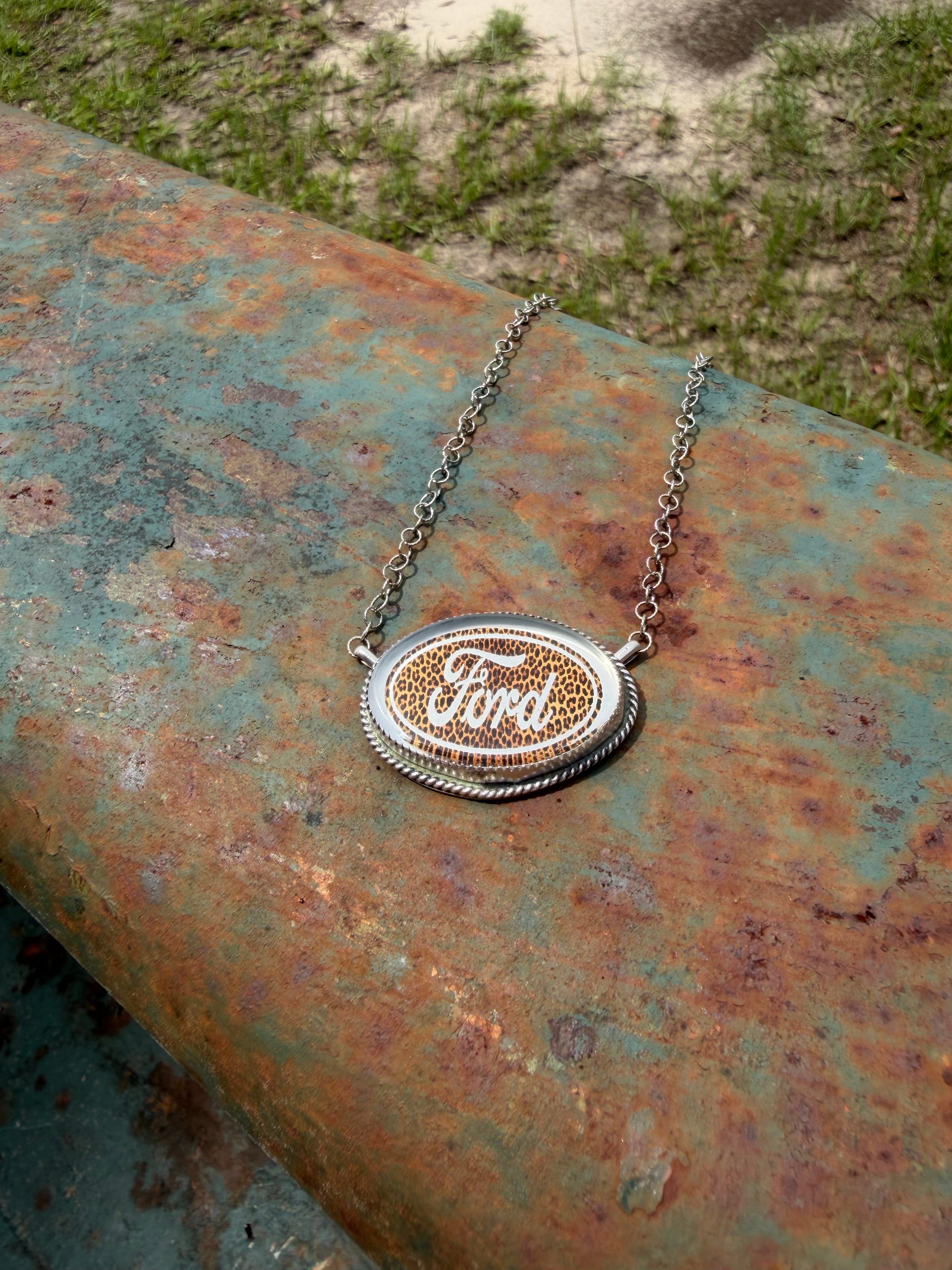 Cheetah Print Ford Necklace
