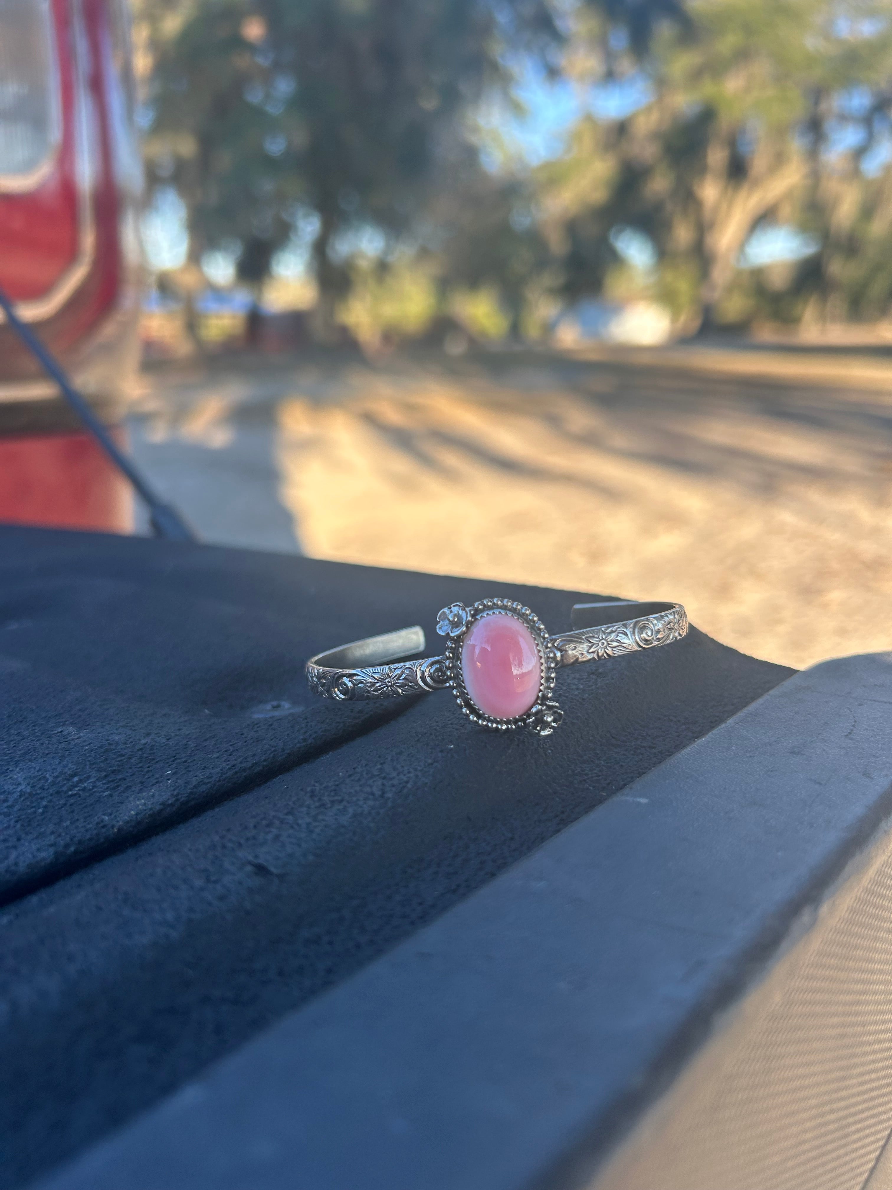 Pink Conch Floral Cuff