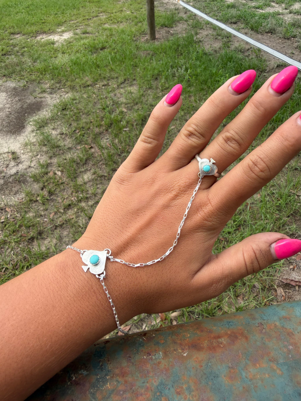 Kingman Spade Handchain Ring Combo Size 7