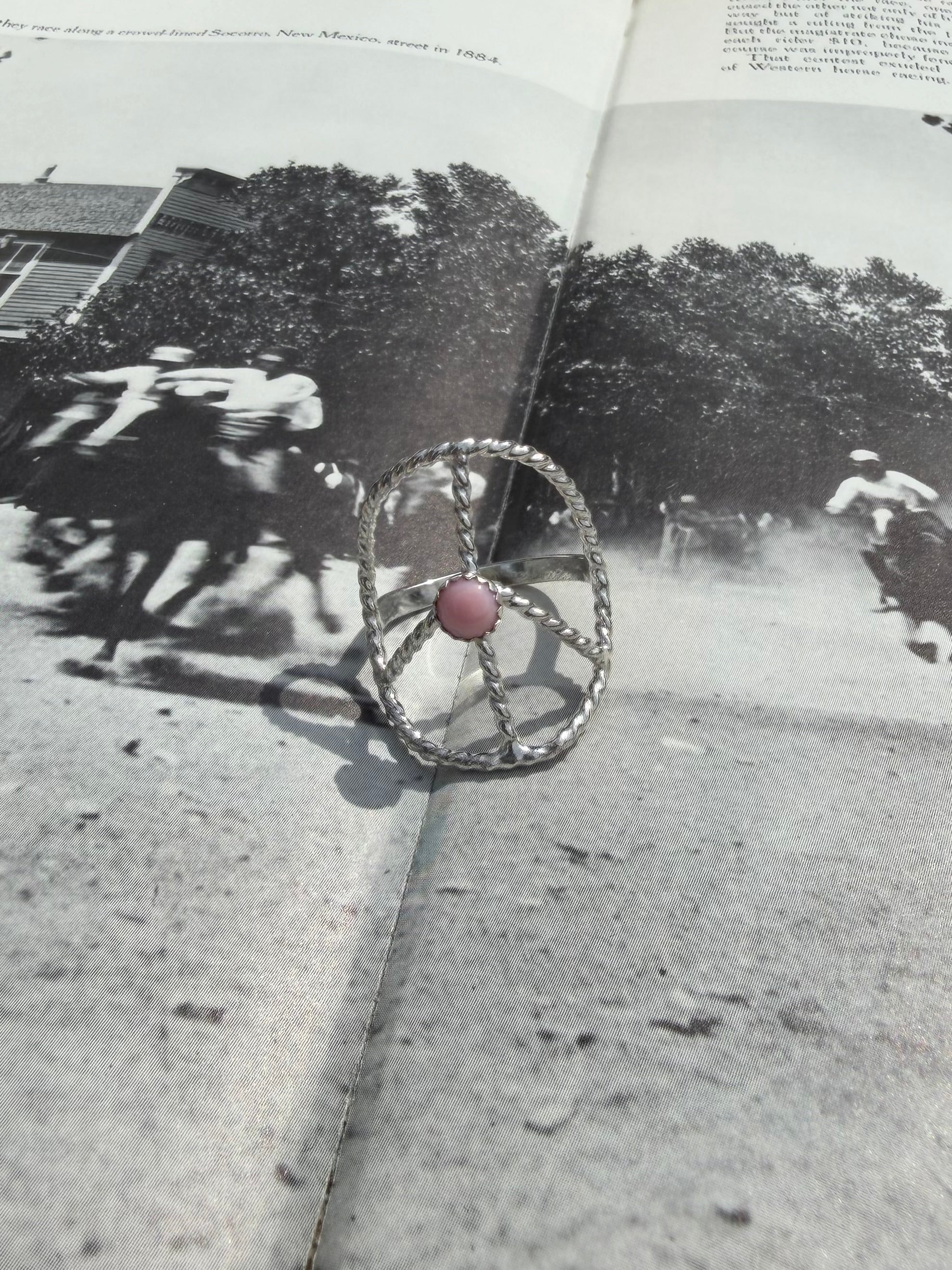 Pink Conch Peace Ring Size 8.5