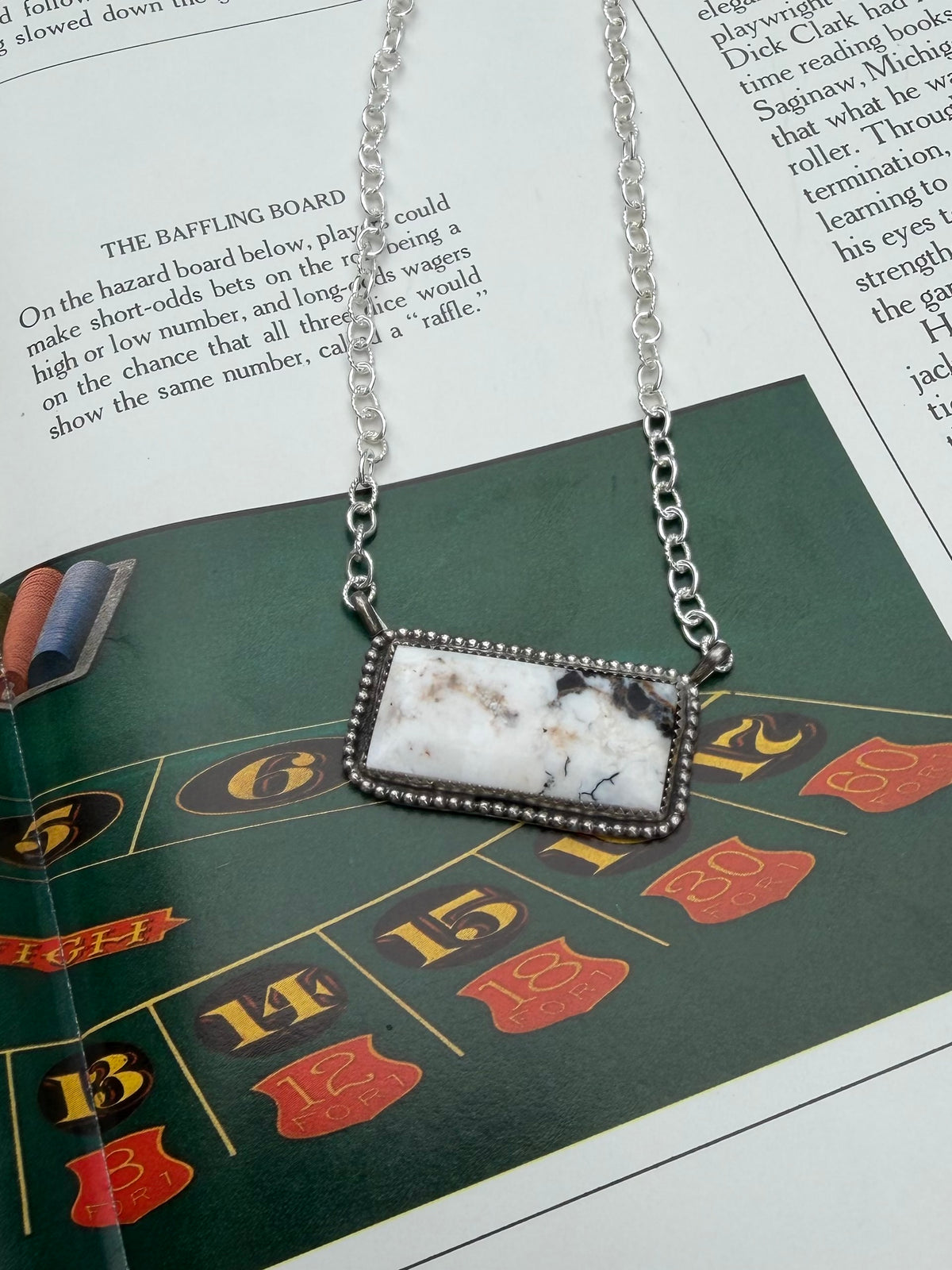 Chunky White Buffalo Bar Necklace