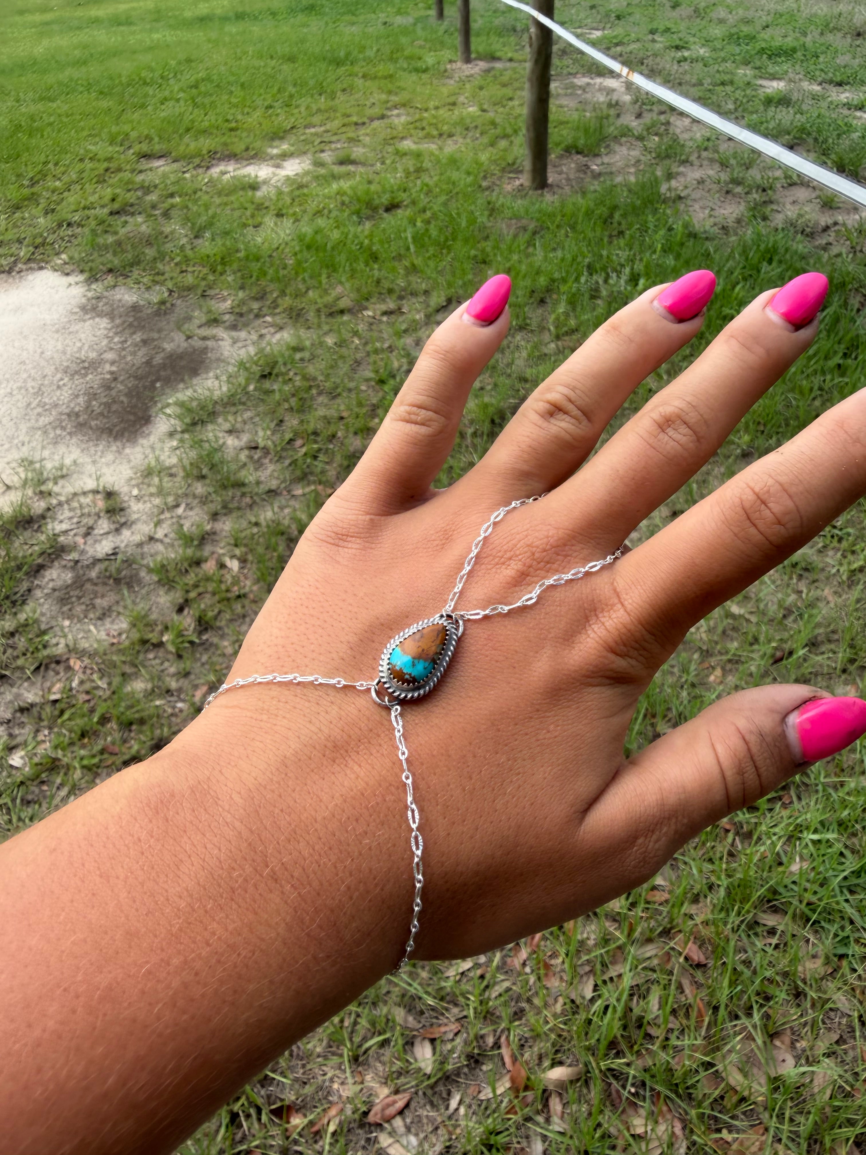 Blue Diamond Turquoise Hand Chain
