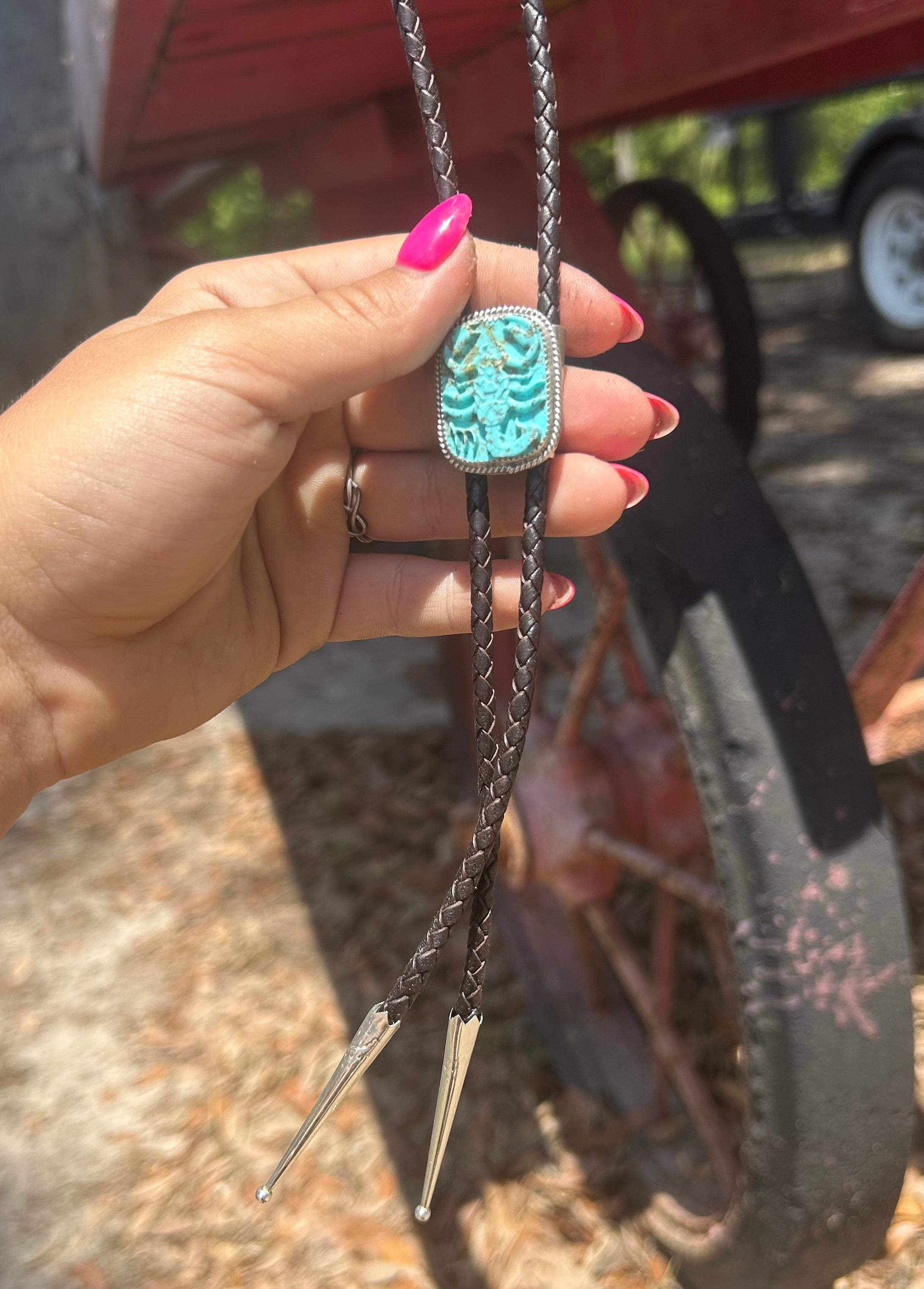 Hand Carved Persian Turquoise Scorpion Bolo