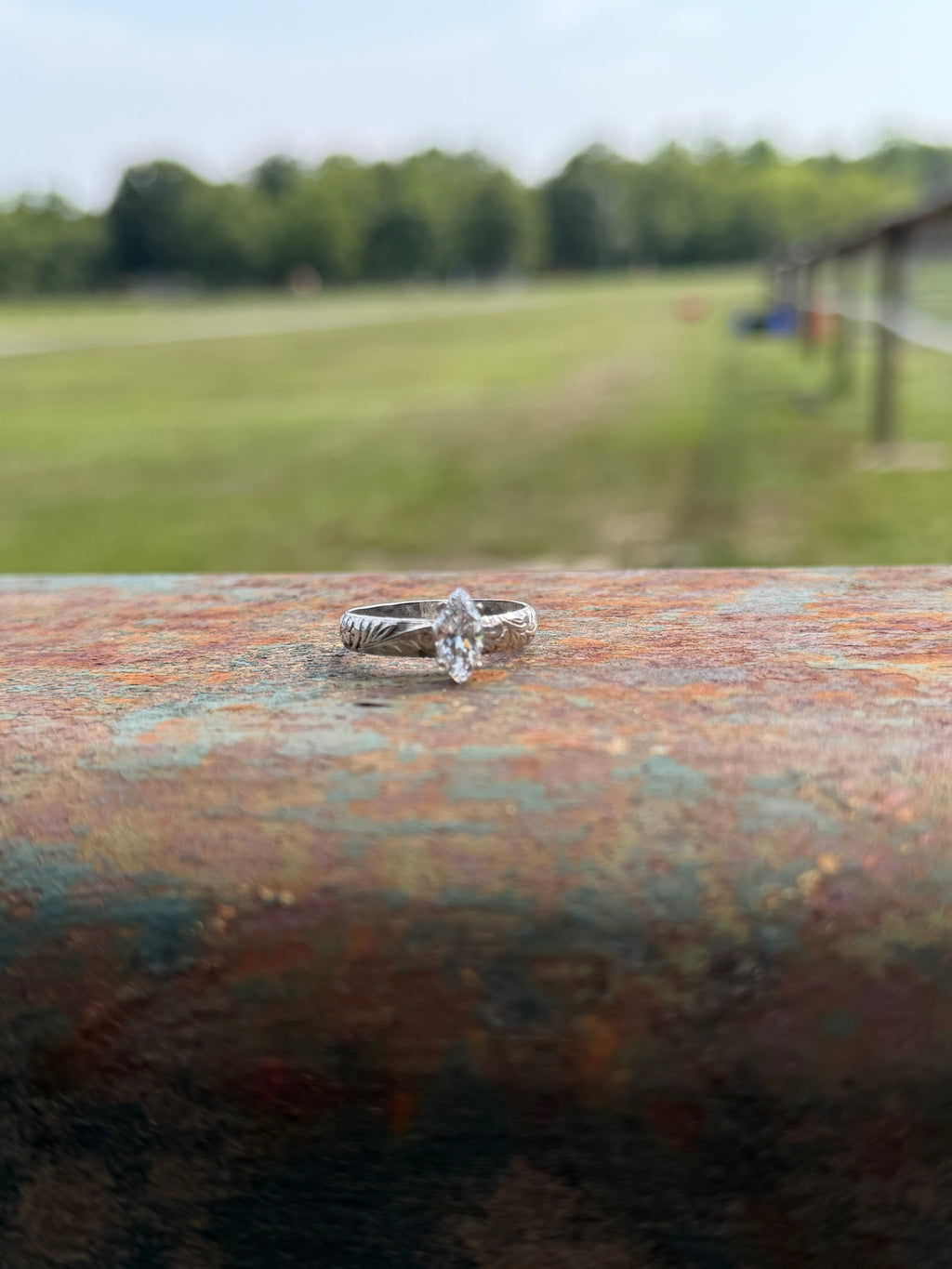 Size 9.25 Marquise Tooled Band