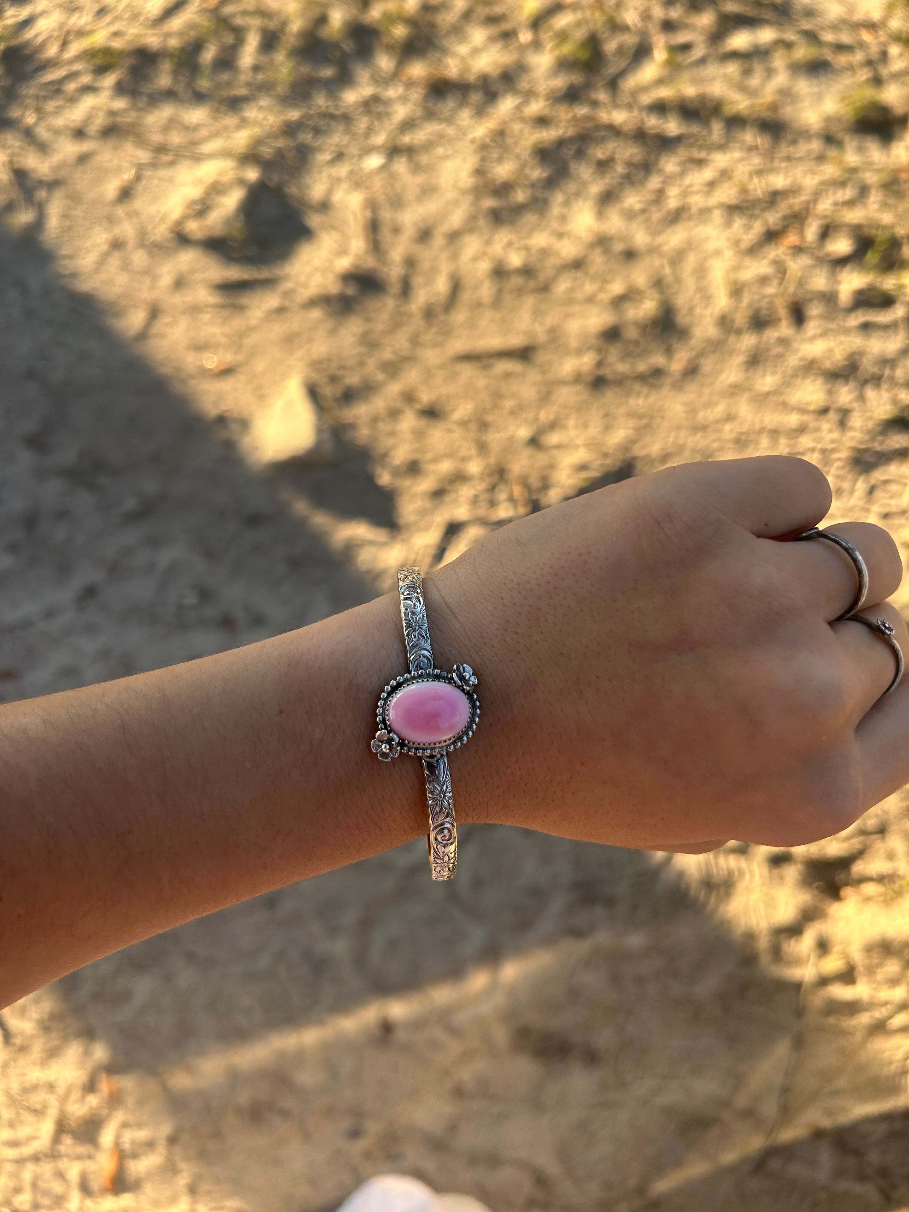 Pink Conch Floral Cuff