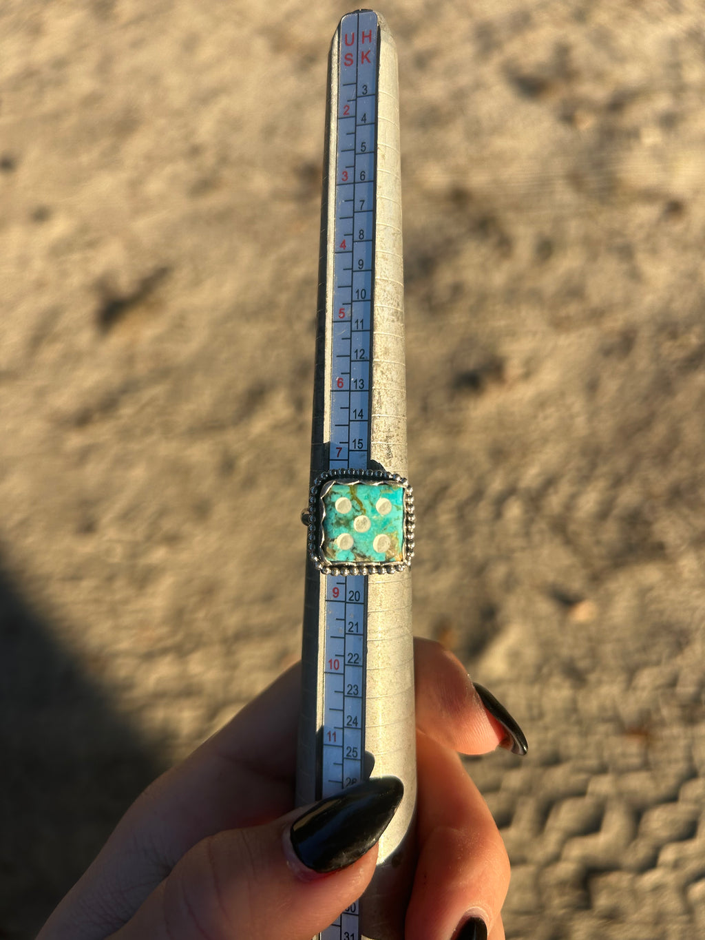 Sonoran Turquoise Dice Ring Size 8