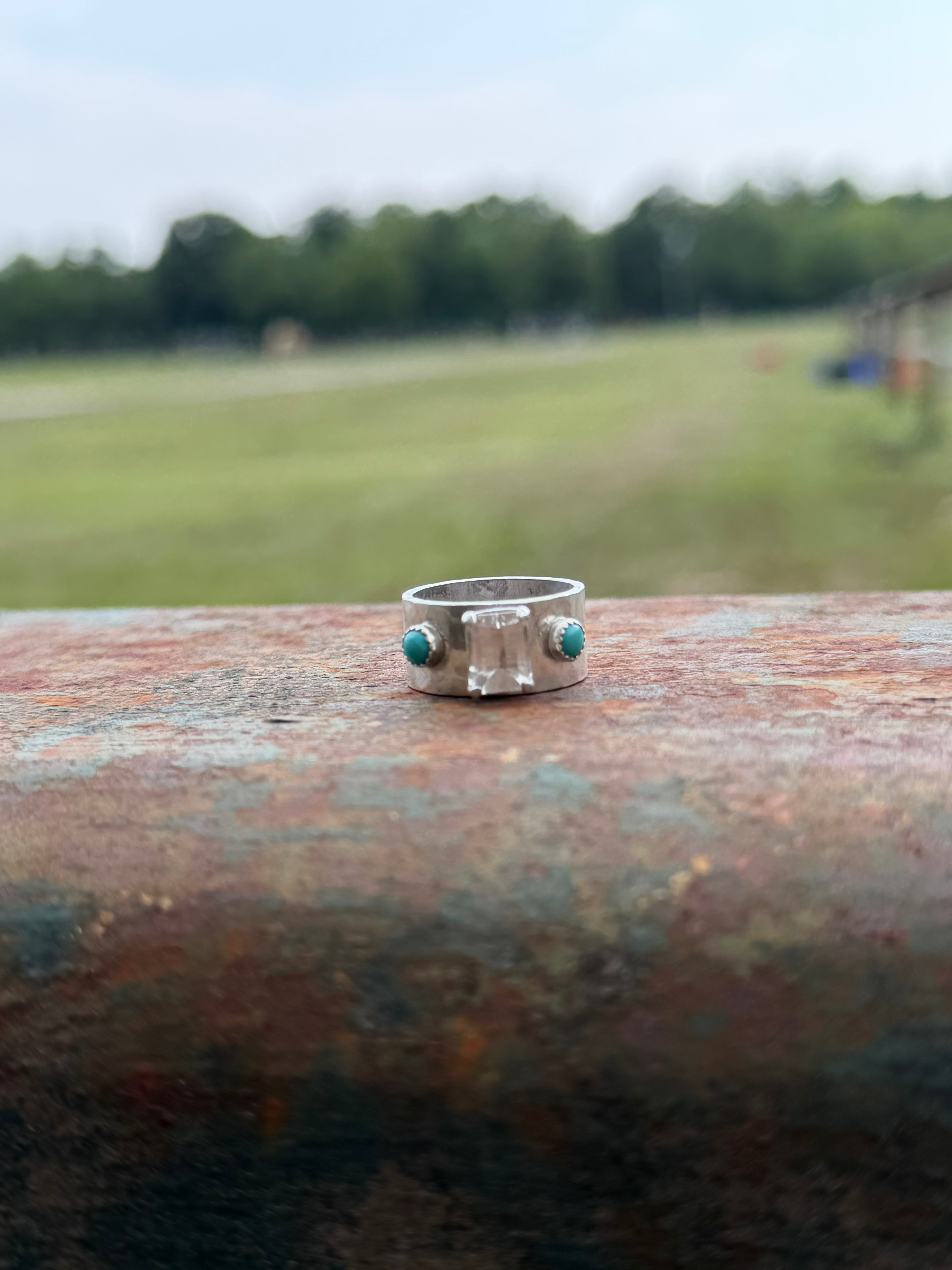 Size 6.75 Emerald Cut Wide Band