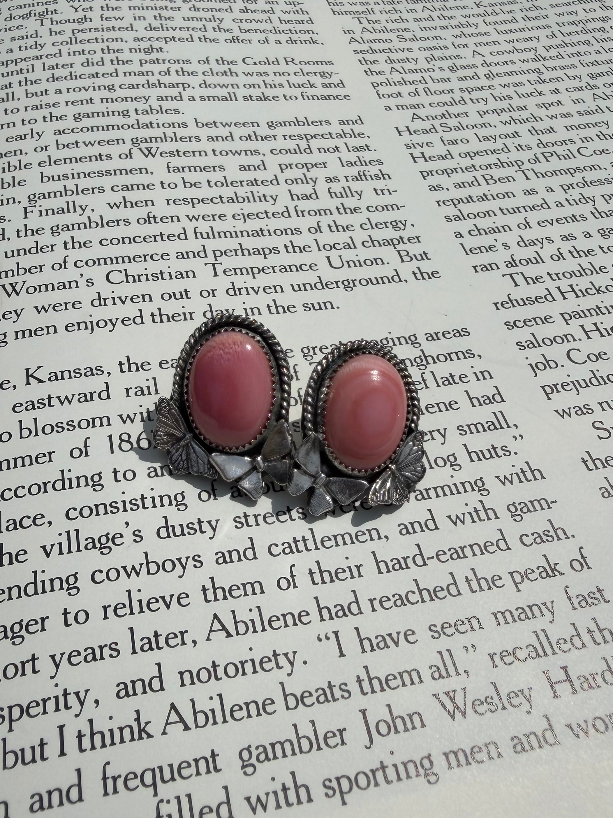 Pink Conch Butterfly Studs