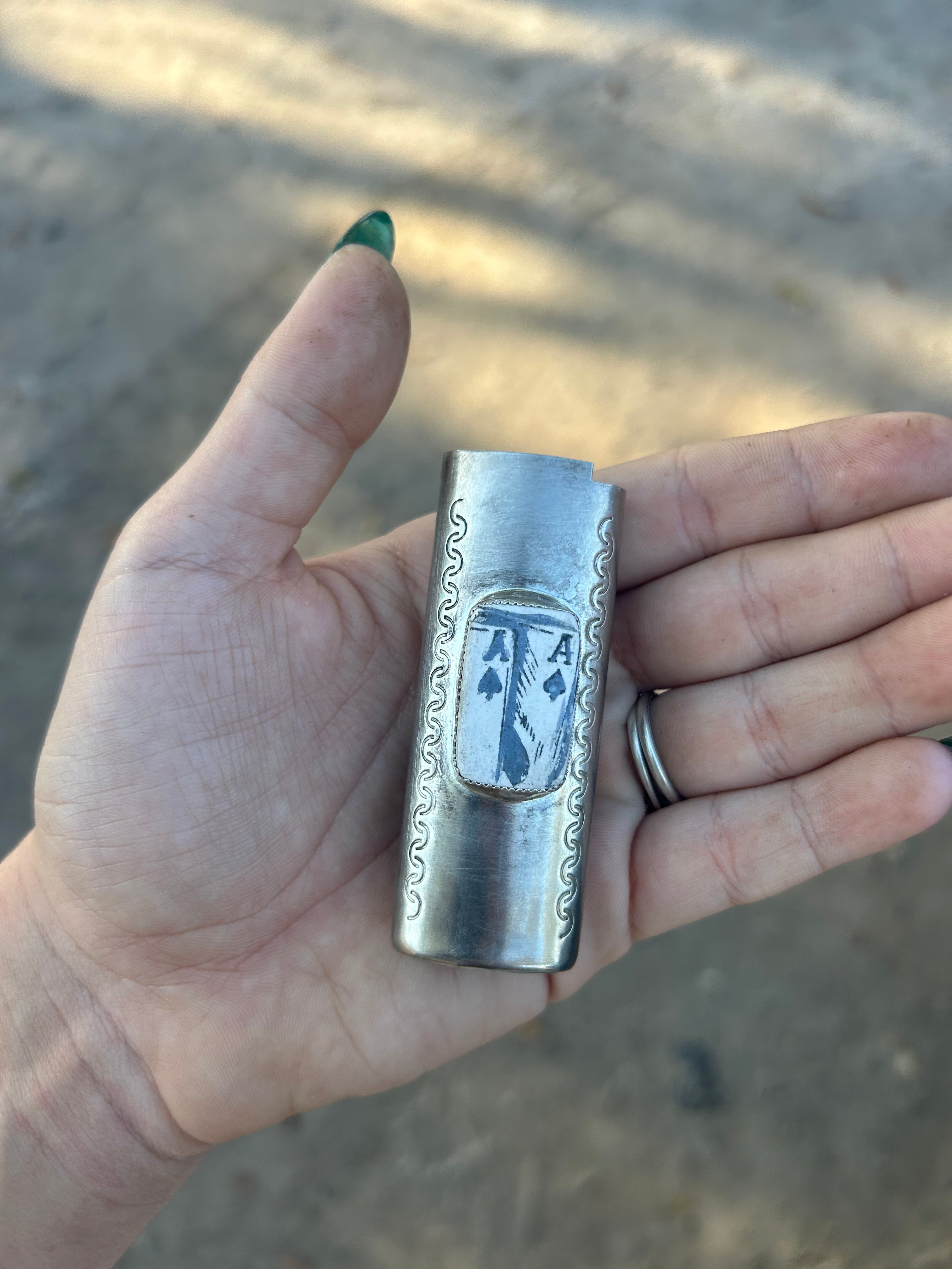 Nickel Silver Cards Lighter Case